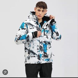 Men's Blue and Black Graphic Jacket mutu snow size xl